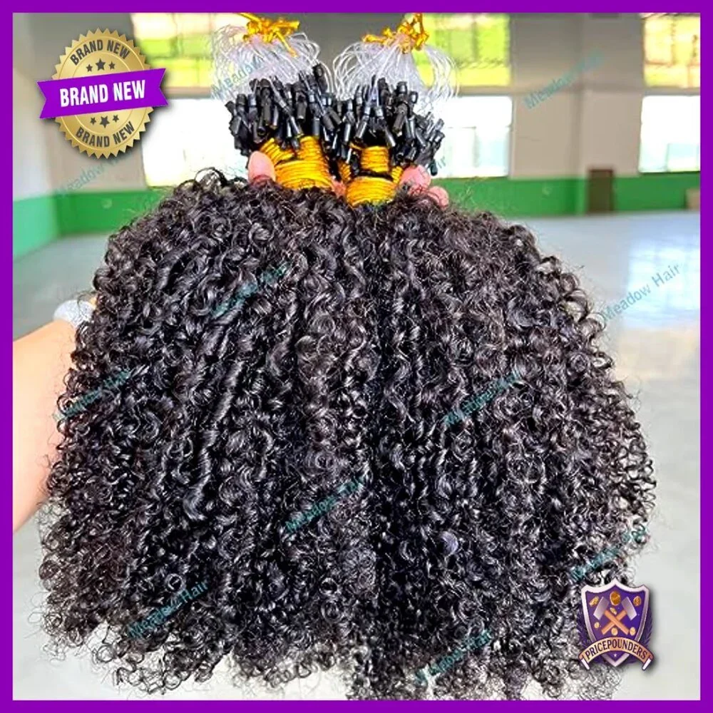 100 Strand Micro Loop Human Hair Extensions 80G 16Inch Kinky Curly